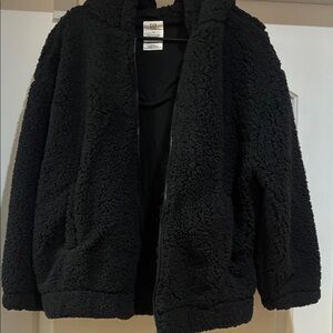 GAP Black Plush Sherpa Zip Jacket